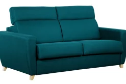 Outlet Miliboo Sofá convertible 3 plazas 140 × 190 cm azul pavo real GOYA