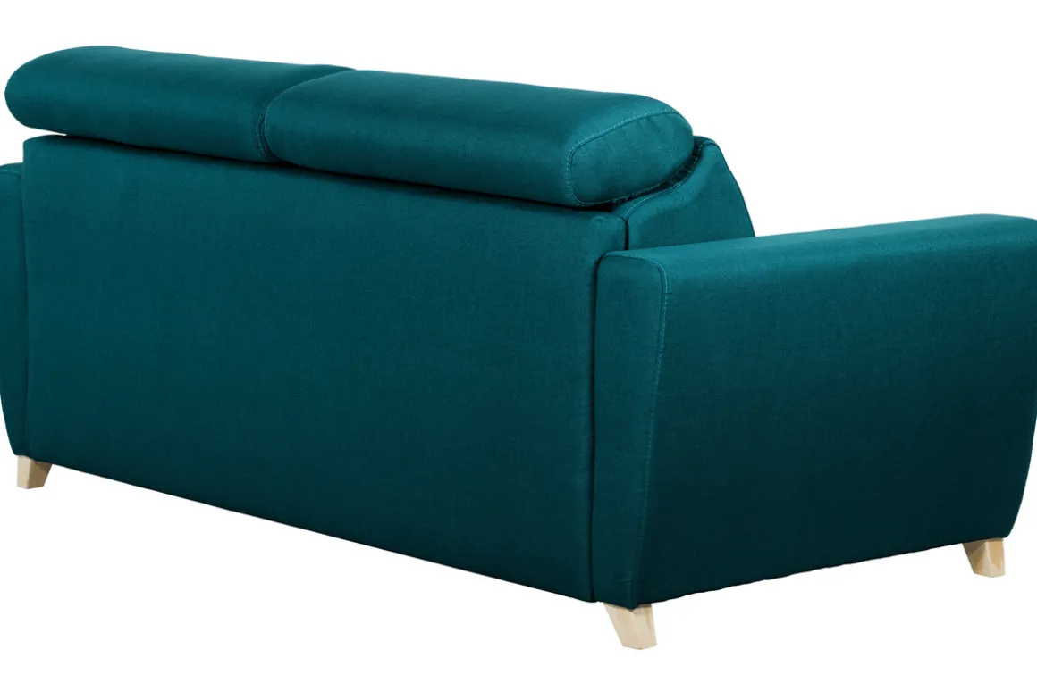 Outlet Miliboo Sofá convertible 3 plazas 140 × 190 cm azul pavo real GOYA