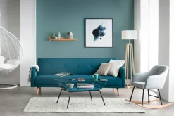 Sale Miliboo Sofá convertible 3 plazas diseño escandinavo azul ULLA