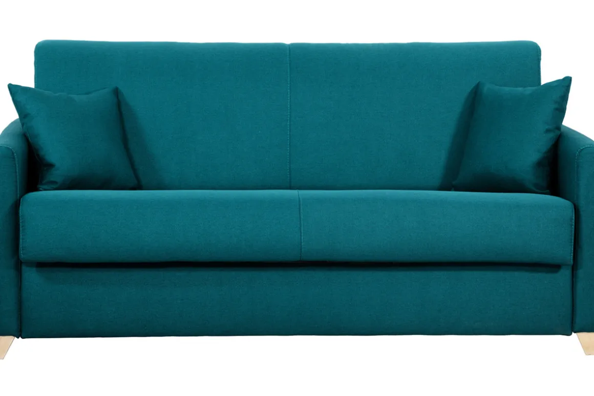 Online Miliboo Sofá convertible 3 plazas nórdico azul pavo real SKANDY