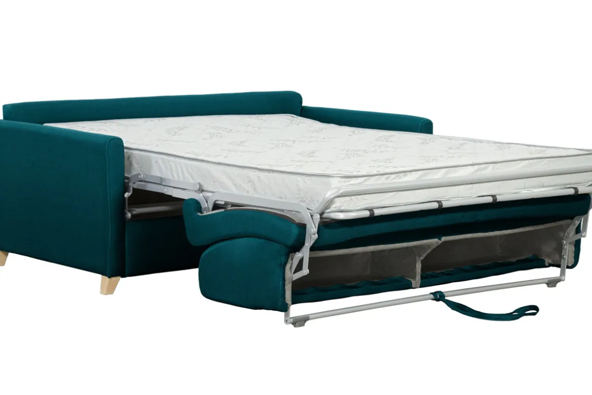Online Miliboo Sofá convertible 3 plazas nórdico azul pavo real SKANDY
