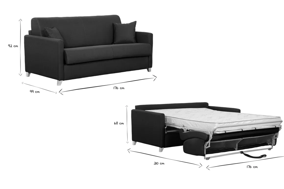 Online Miliboo Sofá convertible 3 plazas nórdico azul pavo real SKANDY