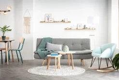 Cheap Miliboo Sofá convertible diseño escandinavo 3 plazas azul lago SENSO