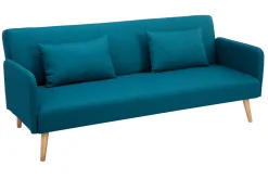 Fashion Miliboo Sofá convertible nórdico 3 plazas azul petróleo LULA