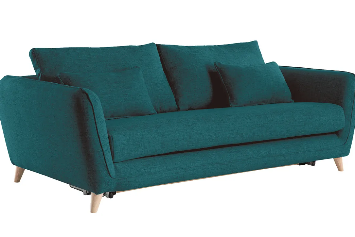 Cheap Miliboo Sofá convertible nórdico 3 plazas azul petróleo CREEP