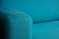 Clearance Miliboo Sofá convertible nórdico azul petróleo y madera GRAHAM