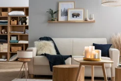 Clearance Miliboo Sofá convertible nórdico azul petróleo y madera GRAHAM
