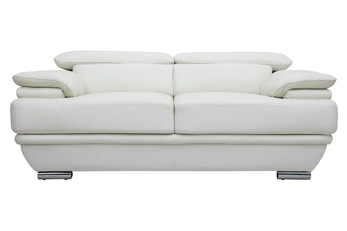 Hot Miliboo Sofá cuero diseño dos plazas con cabeceros ajustables blanco EWING