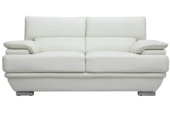 Hot Miliboo Sofá cuero diseño dos plazas con cabeceros ajustables blanco EWING