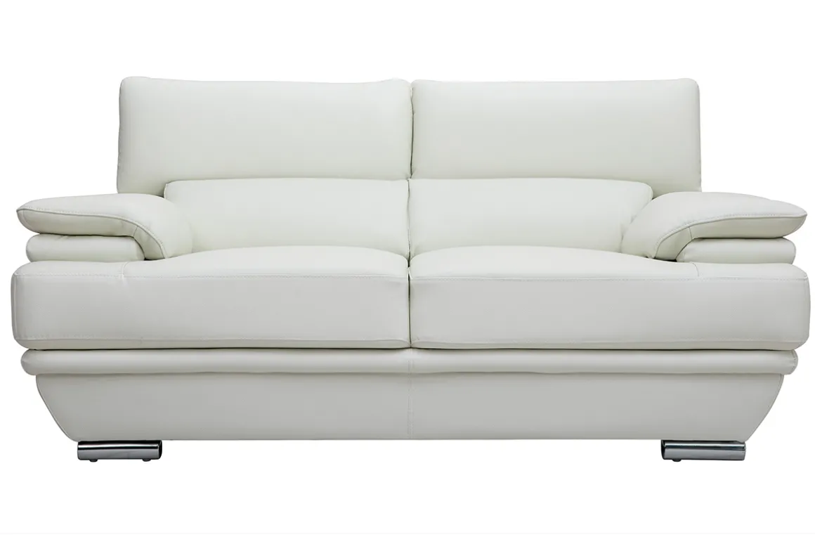 Hot Miliboo Sofá cuero diseño dos plazas con cabeceros ajustables blanco EWING