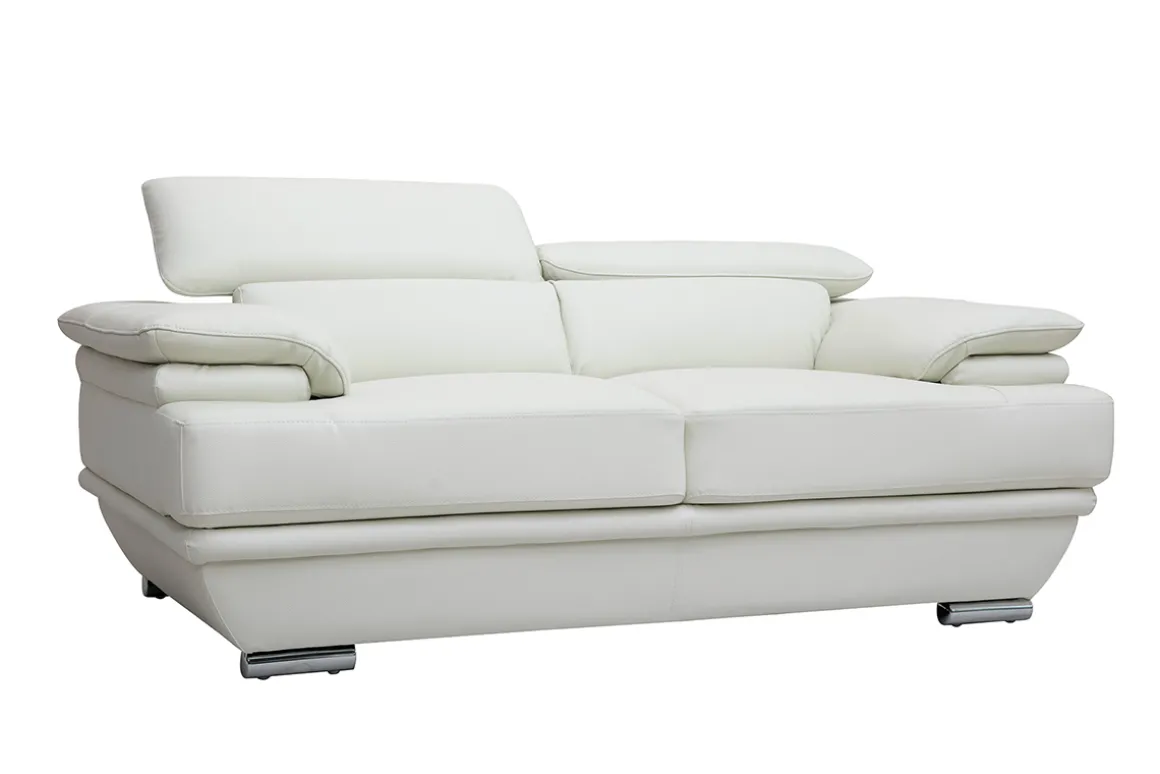 Hot Miliboo Sofá cuero diseño dos plazas con cabeceros ajustables blanco EWING