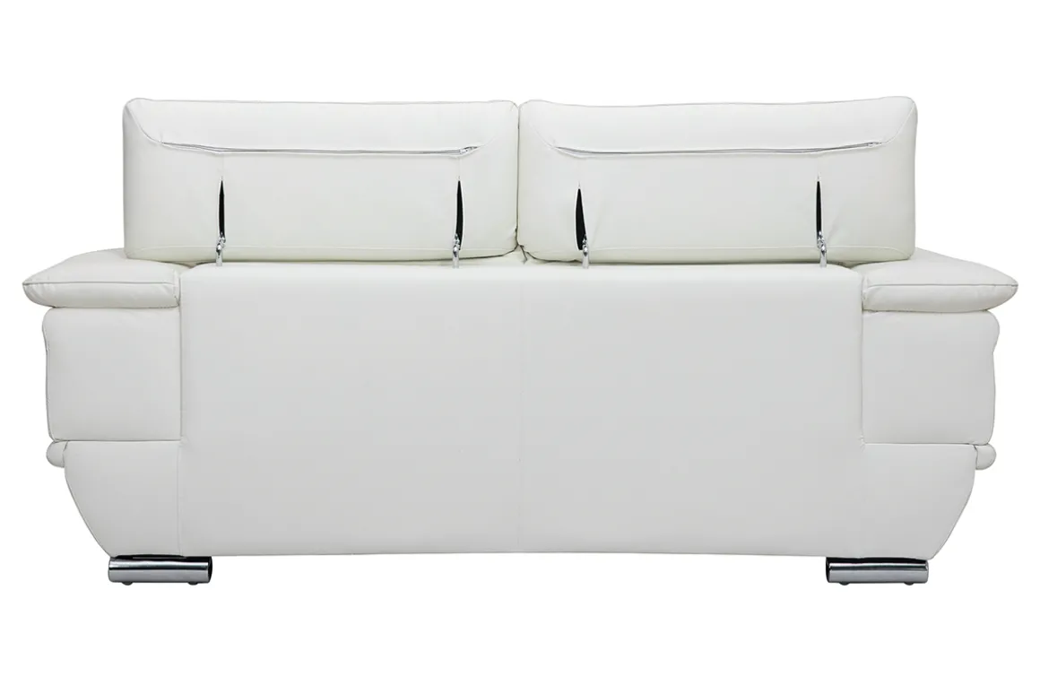 Hot Miliboo Sofá cuero diseño dos plazas con cabeceros ajustables blanco EWING