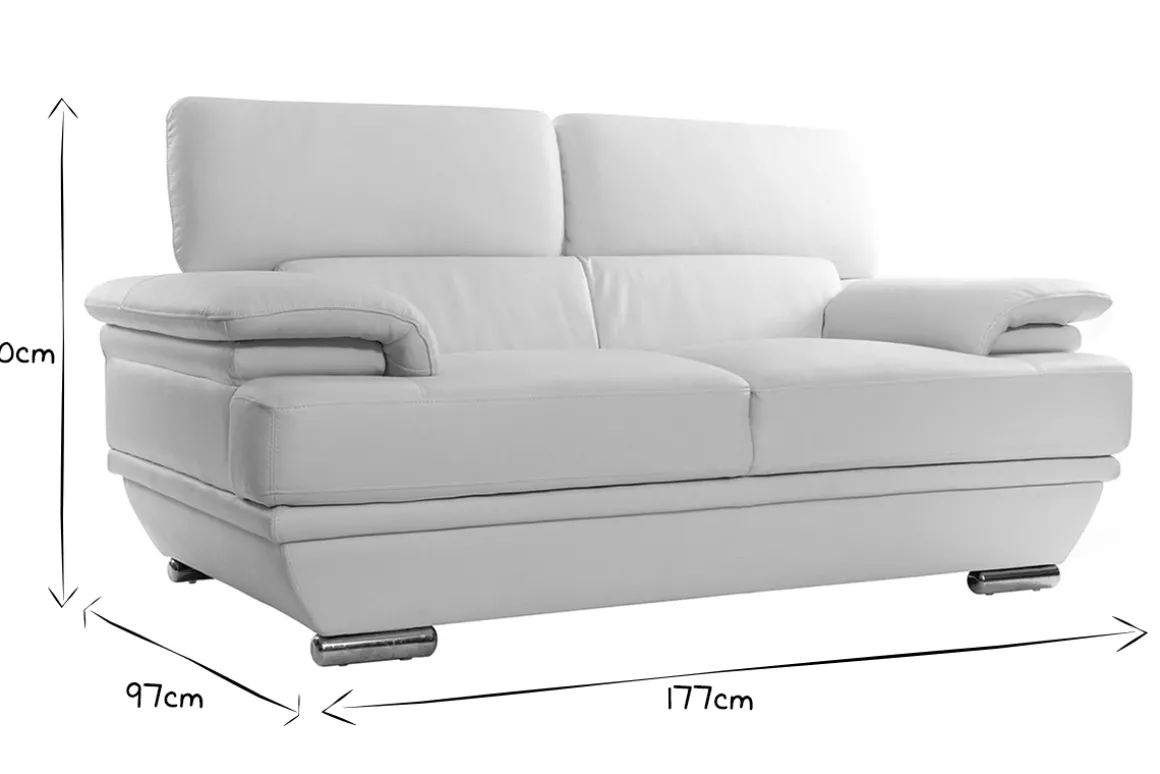 Hot Miliboo Sofá cuero diseño dos plazas con cabeceros ajustables blanco EWING