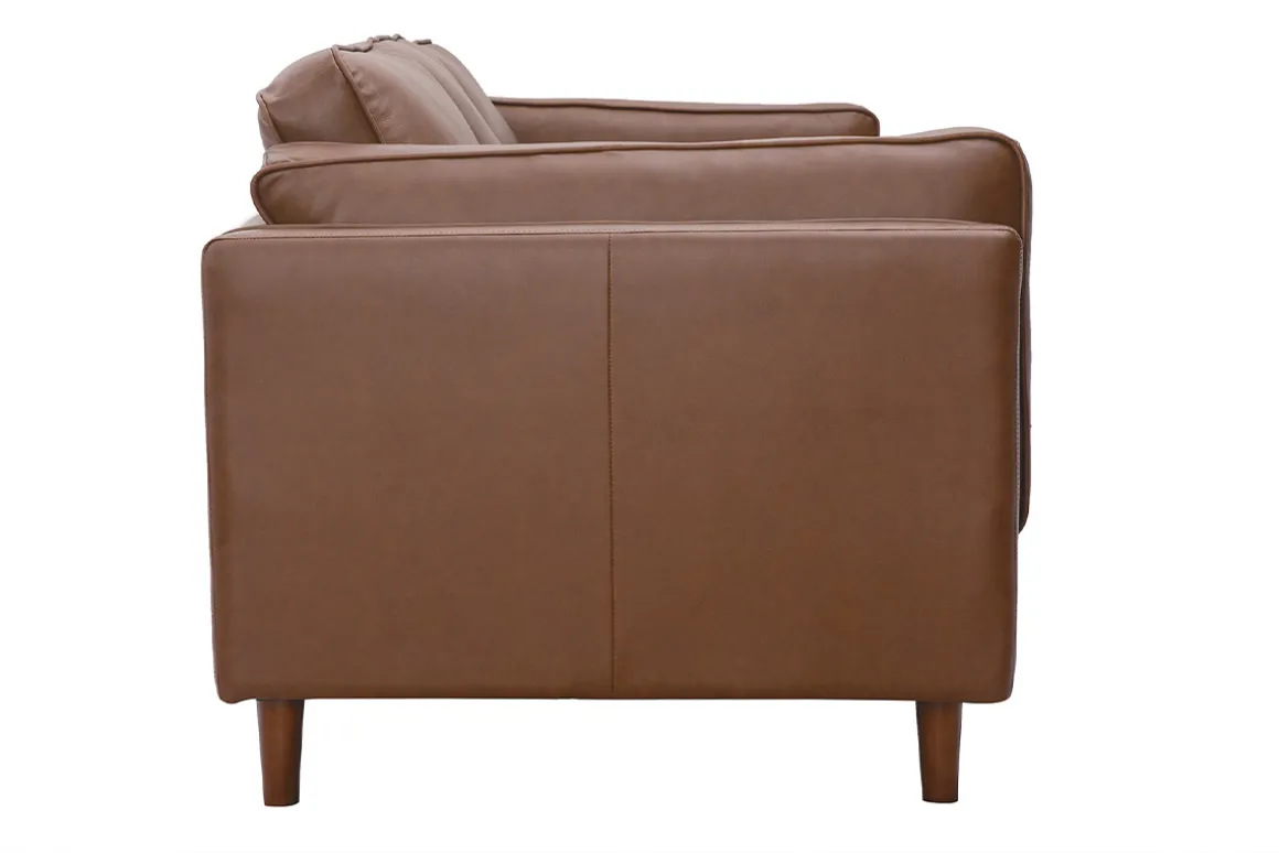 Store Miliboo Sofá cuero vintage 3 plazas marrón BRADLEY - cuero de búfalo