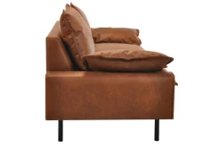 Shop Miliboo Sofá de 3 plazas en piel con aspecto envejecido marrón coñac y metal negro DORY