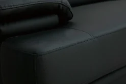 Hot Miliboo Sofá de cuero diseño tres plazas con cabeceros ajustables negro EWING