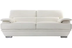 Sale Miliboo Sofá de cuero diseño tres plazas con cabeceros ajustables blanco EWING