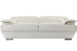 Sale Miliboo Sofá de cuero diseño tres plazas con cabeceros ajustables blanco EWING