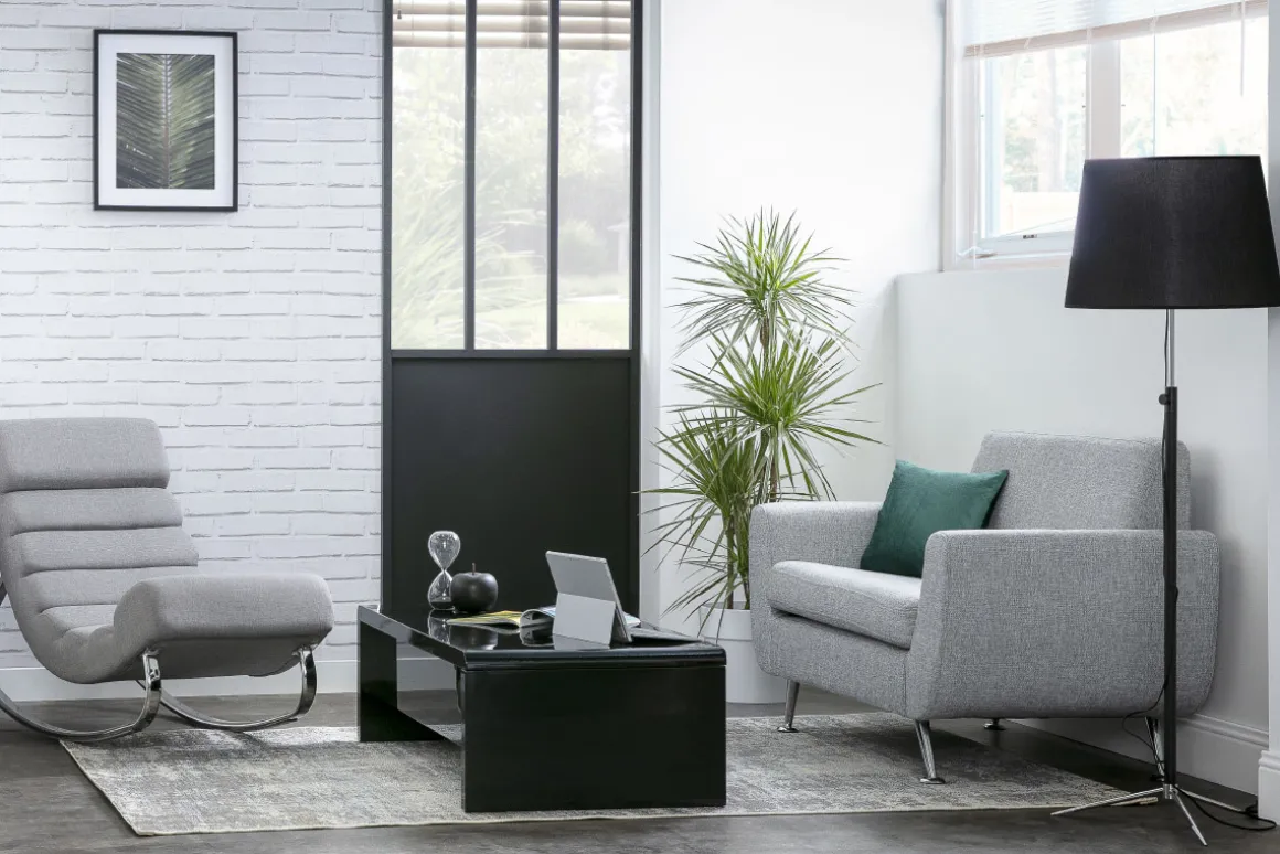 Online Miliboo Sofá de diseño 2 plazas gris PURE