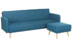 Clearance Miliboo Sofá de esquina convertible escandinavo azul ULLA