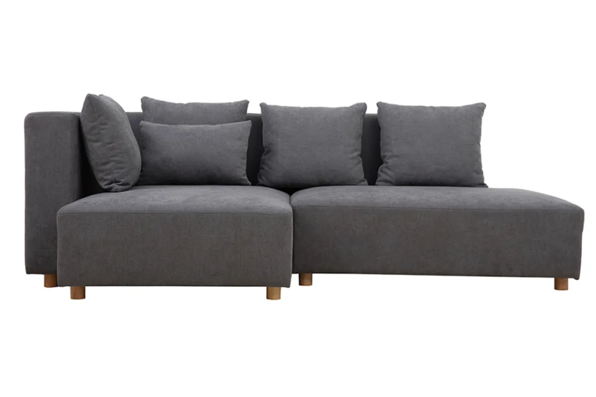 Flash Sale Miliboo Sofá de esquina efecto terciopelo gris HARLEM