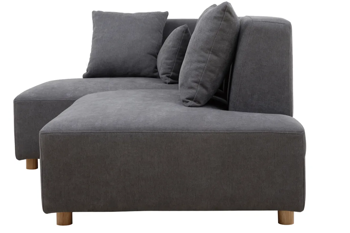 Flash Sale Miliboo Sofá de esquina efecto terciopelo gris HARLEM