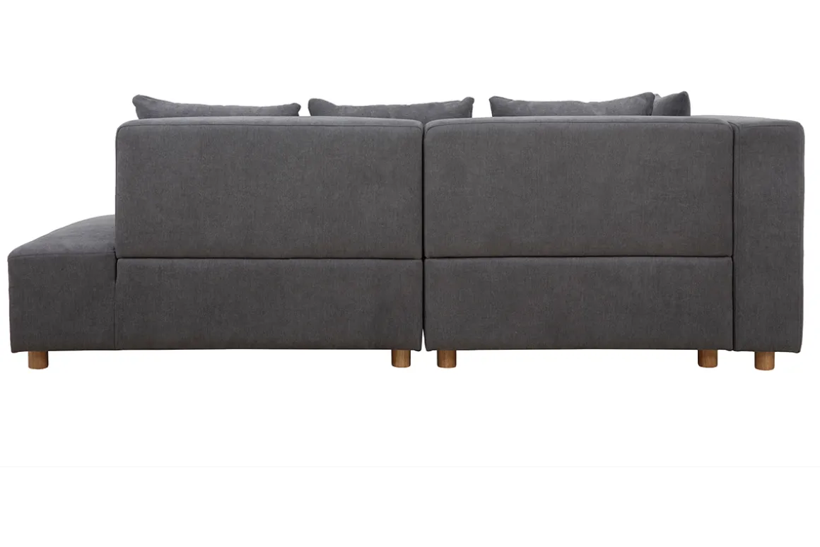 Flash Sale Miliboo Sofá de esquina efecto terciopelo gris HARLEM