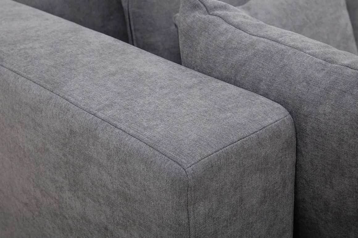 Flash Sale Miliboo Sofá de esquina efecto terciopelo gris HARLEM
