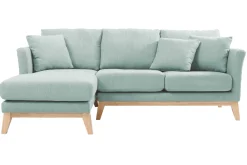 Cheap Miliboo Sofá de esquina izquierda nórdico en tejido azul lago desenfundable OSLO
