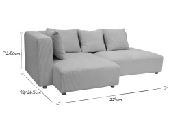 Cheap Miliboo Sofá de esquina izquierda de 3 plazas en terciopelo beige acanalado y madera clara HARLEM