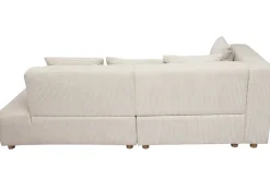 Cheap Miliboo Sofá de esquina izquierda de 3 plazas en terciopelo beige acanalado y madera clara HARLEM