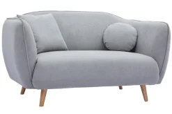 Cheap Miliboo Sofá de estilo nórdico de tejido efecto aterciopelado gris claro de 2 plazas FOLK