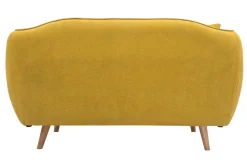 New Miliboo Sofá de estilo nórdico tejido amarillo mostaza con efecto aterciopelado, 2 plazas FOLK