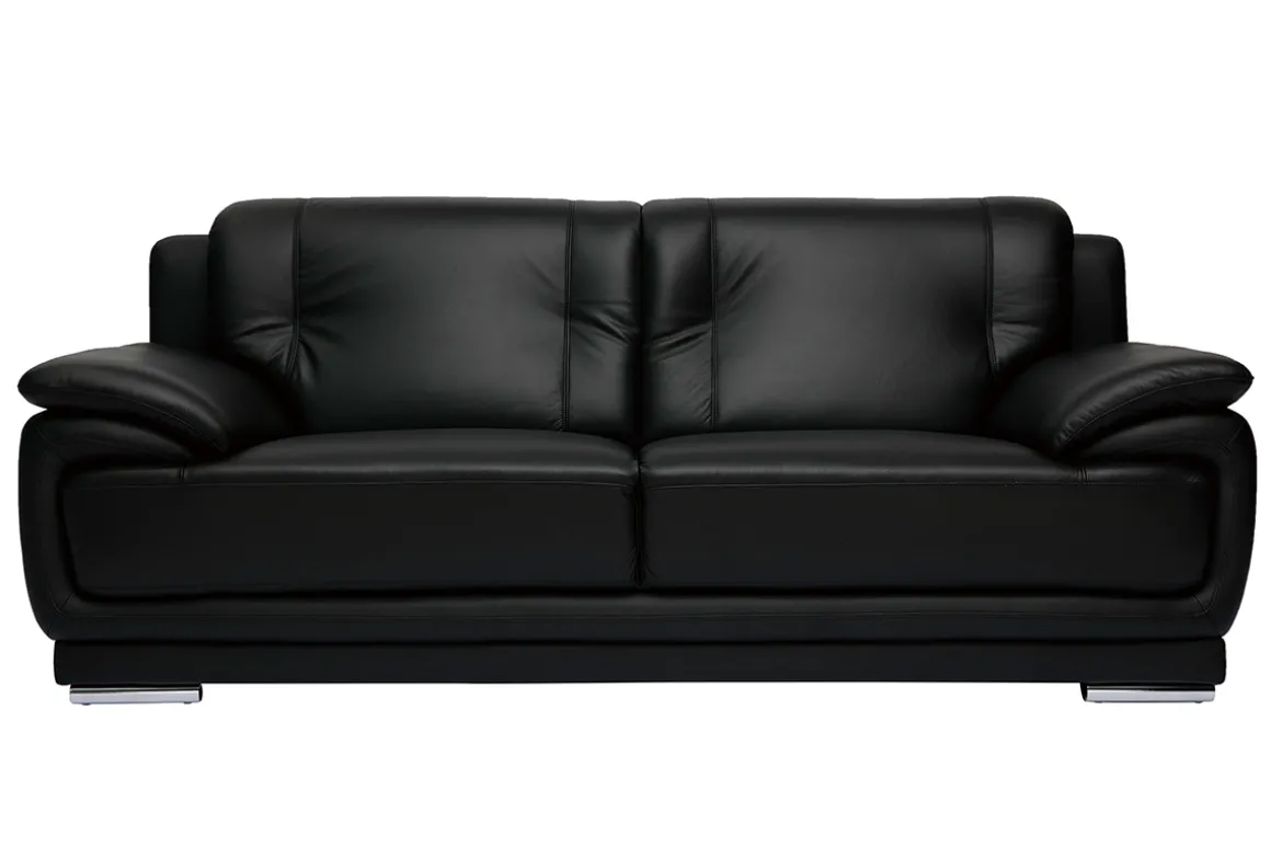 Store Miliboo Sofá de piel de búfalo de diseño 3 plazas negro TAMARA