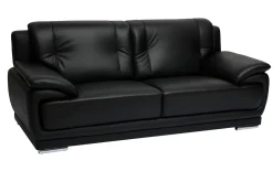 Store Miliboo Sofá de piel de búfalo de diseño 3 plazas negro TAMARA