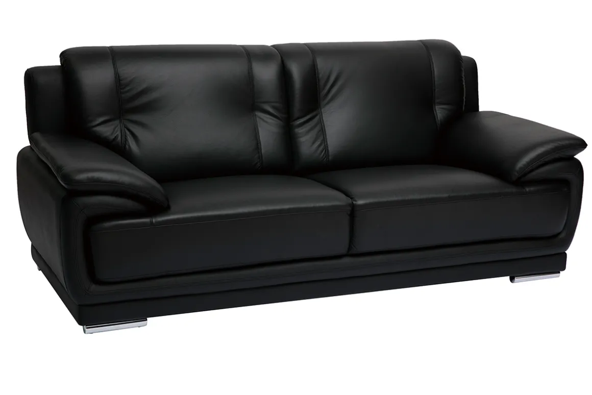 Store Miliboo Sofá de piel de búfalo de diseño 3 plazas negro TAMARA