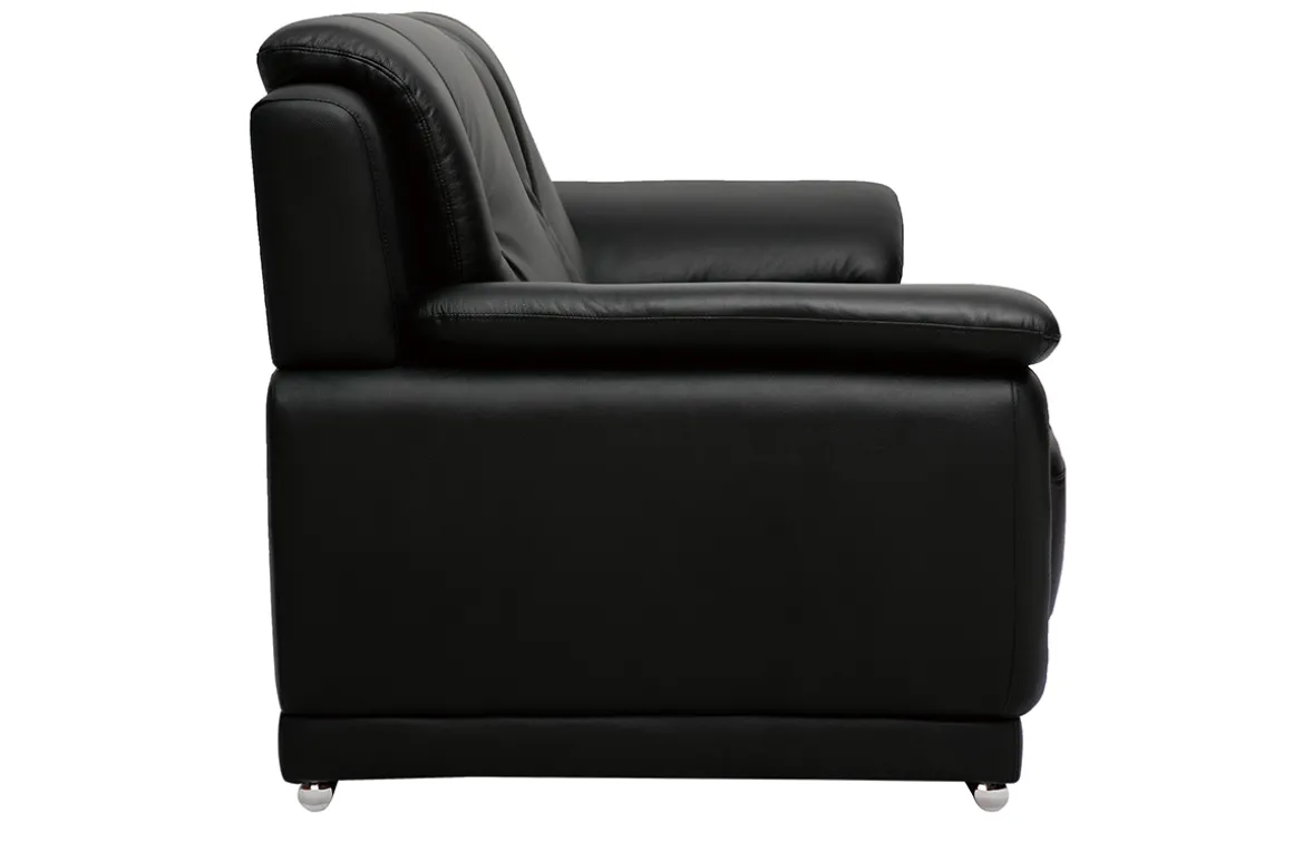 Store Miliboo Sofá de piel de búfalo de diseño 3 plazas negro TAMARA