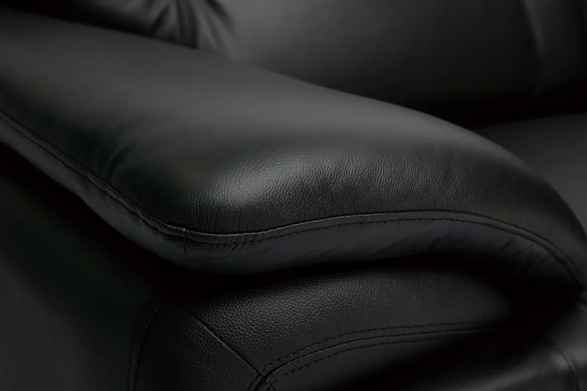 Store Miliboo Sofá de piel de búfalo de diseño 3 plazas negro TAMARA