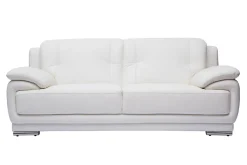 Clearance Miliboo Sofá de piel de búfalo de diseño 3 plazas blanco TAMARA