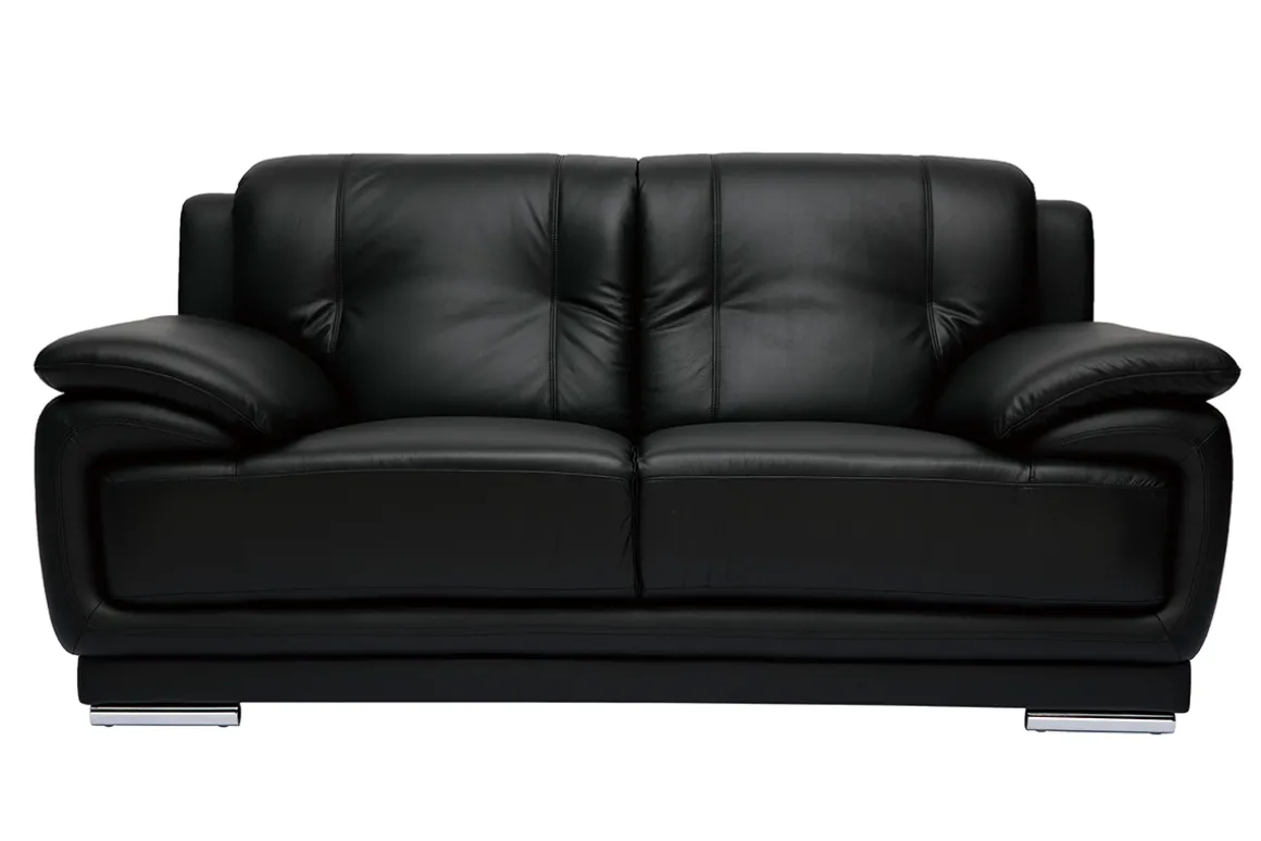 Sale Miliboo Sofá de piel de búfalo de diseño 2 plazas negro TAMARA