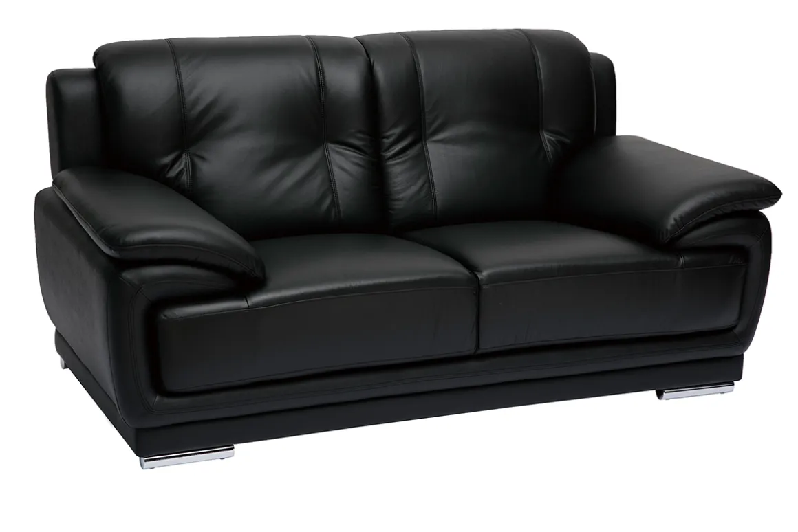 Sale Miliboo Sofá de piel de búfalo de diseño 2 plazas negro TAMARA