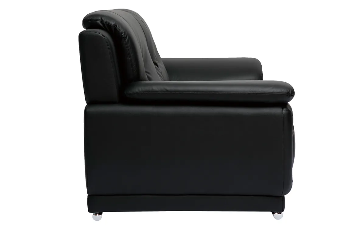 Sale Miliboo Sofá de piel de búfalo de diseño 2 plazas negro TAMARA
