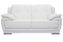 Online Miliboo Sofá de piel de búfalo de diseño 2 plazas blanco TAMARA