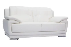 Online Miliboo Sofá de piel de búfalo de diseño 2 plazas blanco TAMARA