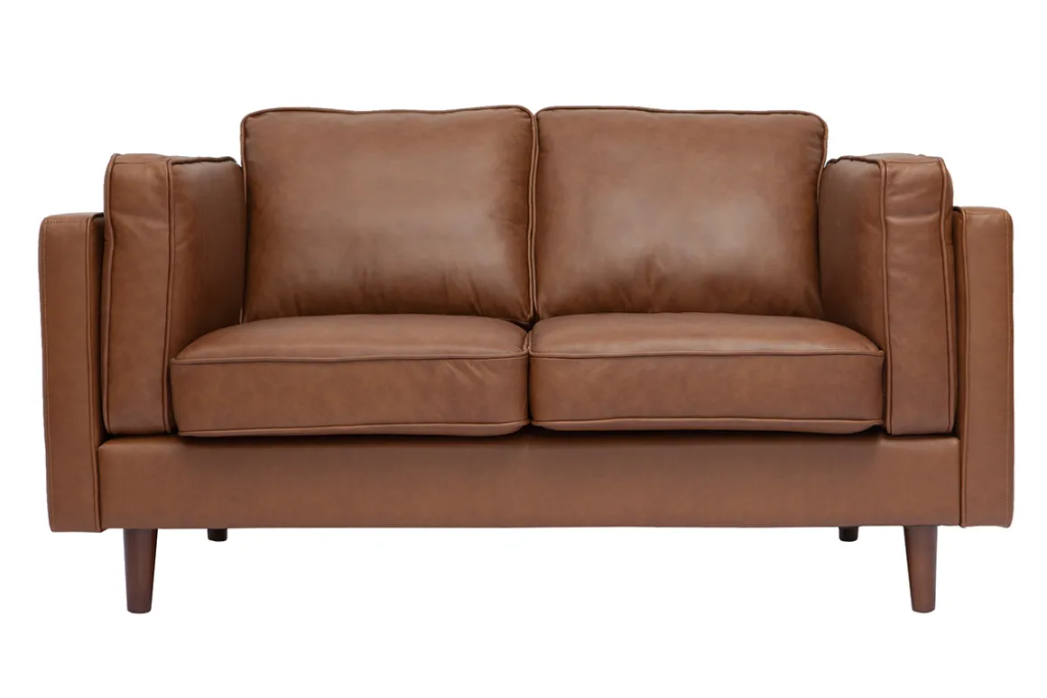 Outlet Miliboo Sofá de piel de búfalo 2 plazas vintage marrón BRADLEY