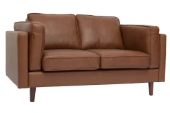 Outlet Miliboo Sofá de piel de búfalo 2 plazas vintage marrón BRADLEY