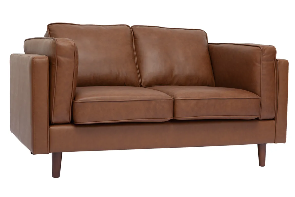 Outlet Miliboo Sofá de piel de búfalo 2 plazas vintage marrón BRADLEY