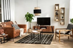 Clearance Miliboo Sofá de piel 3 plazas vintage coñac SONNY - piel de vaca reutilizada
