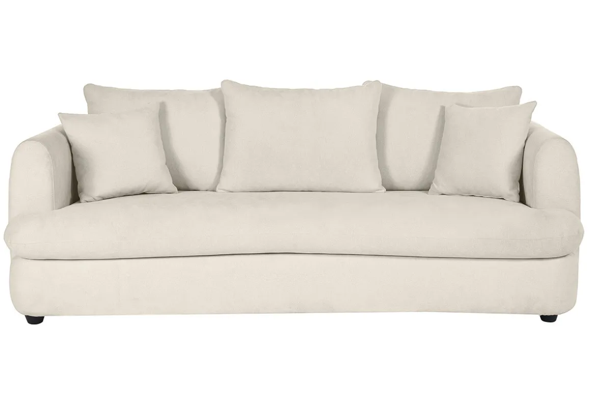 New Miliboo Sofá desenfundable de 3-4 plazas diseño de haba en tela de terciopelo beige claro SACHA