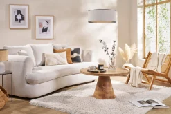 New Miliboo Sofá desenfundable de 3-4 plazas diseño de haba en tela de terciopelo beige claro SACHA